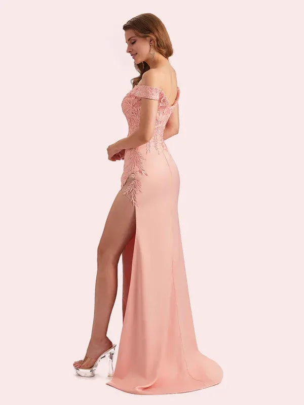 Robe Weitese élégante à épaules dénudées et fente latérale en satin doux, robe longue de demoiselle d'honneur pour mariage, robe de bal